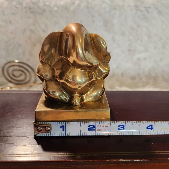 Vintage Brass Ganesha Statue 3.5" Hindu Elephant God Figurine - Picture 3 of 8